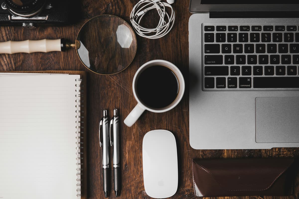 Professional remote work setup with productivity tools